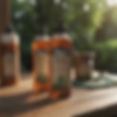 Eco-friendly outdoor wood cleaner products arranged on a table