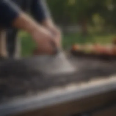 A person applying a cleaning solution to grill surfaces