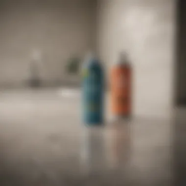 Various grout cleaning products displayed on a countertop