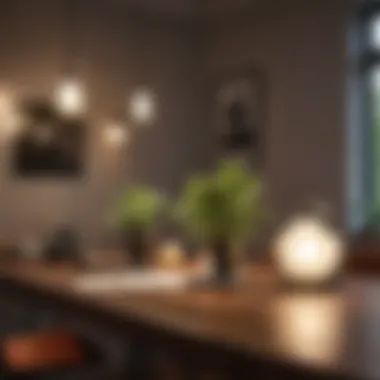 Smart Lighting in a Chic Workspace Chic workspace with smart lighting solutions