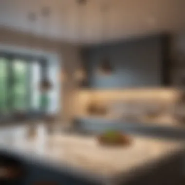 Illuminated Kitchen with Pendant Lighting Stylish kitchen illuminated with pendant lights