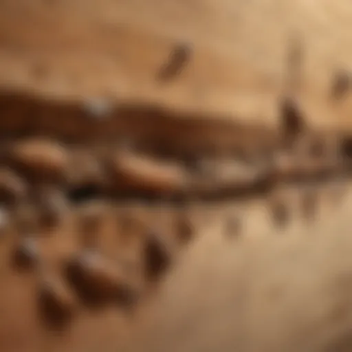 Close-up view of termite damage on wood