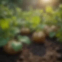 A close-up of healthy potato plants showing vibrant foliage.