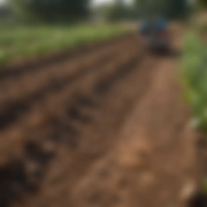 Illustration of soil management techniques benefiting potato crops.