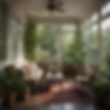 Maintenance Ideas for a Cozy Sun Porch A serene sun porch with plants and furniture, highlighting maintenance aspects