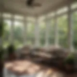 A picturesque sun porch design showcasing large windows and natural light