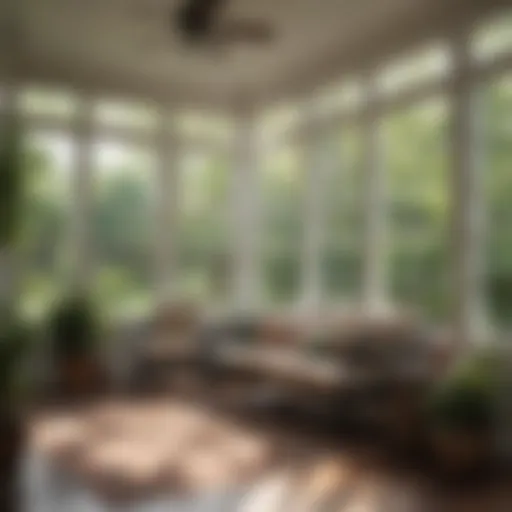 A picturesque sun porch design showcasing large windows and natural light