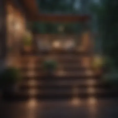Enchanting Evening Lighting on Deck A finished outdoor deck showcasing enchanting evening lighting