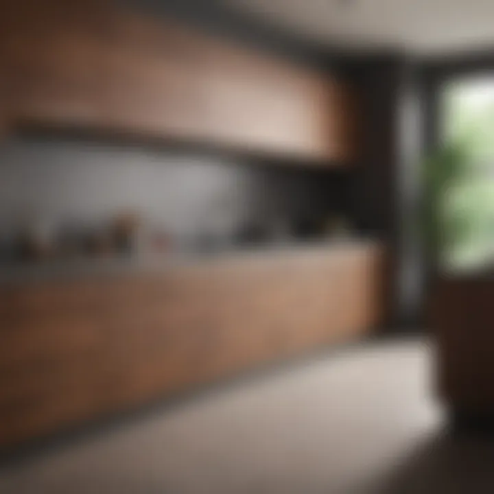Sleek modern kitchen cabinets in rich wood finish