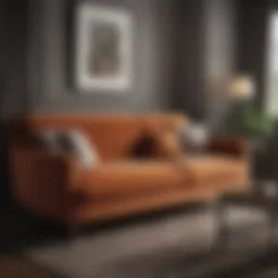 Luxurious cotton velvet couch in a modern living room setting