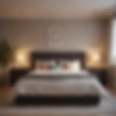 A serene bedroom with soft lighting and warm tones
