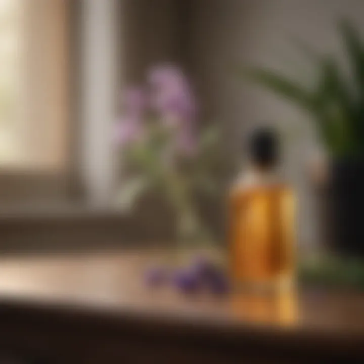 An elegant display of essential oils and fragrance components for room sprays.