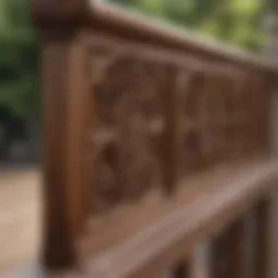 A beautifully crafted wooden deck handrail showcasing intricate design.