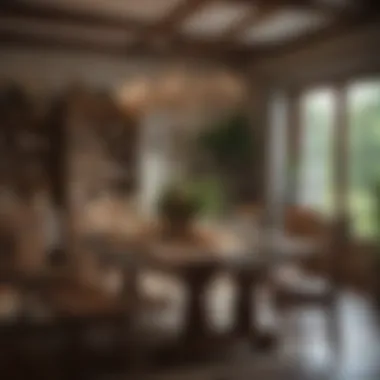 Elegant farmhouse dining table adorned with seasonal decor