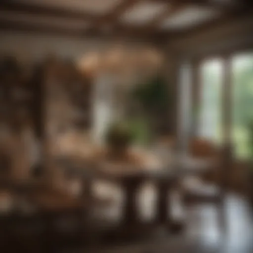 Elegant farmhouse dining table adorned with seasonal decor