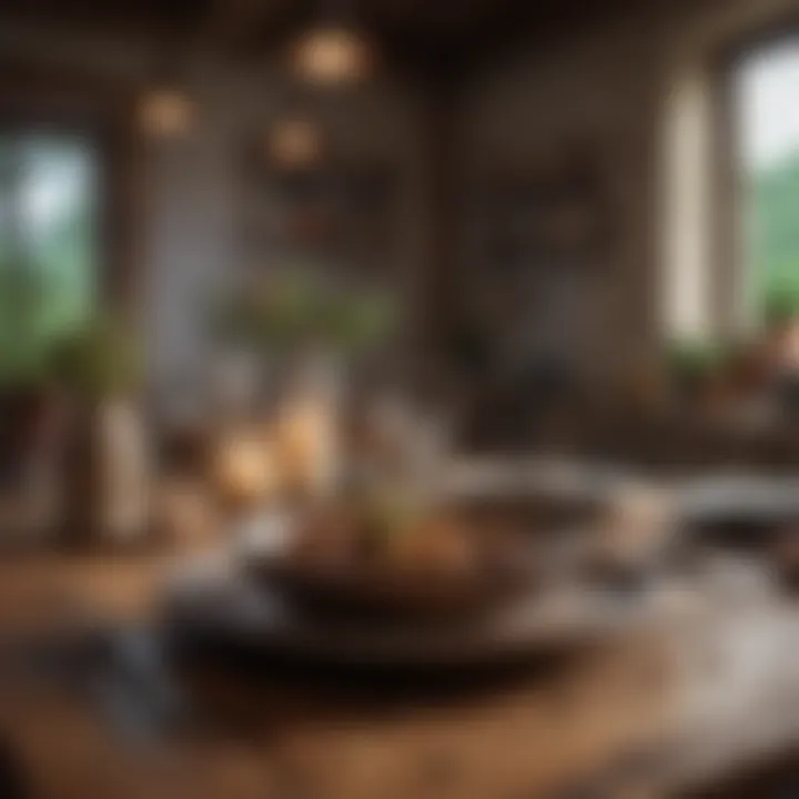 Rustic tableware and natural elements for a cozy dining experience