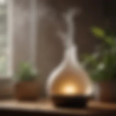 Elegant diffuser with vapor rising in a serene environment