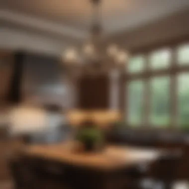 Charming chandelier enhancing the ambiance of a craftsman kitchen