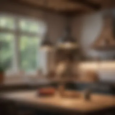 Elegant craftsman pendant lights illuminating a kitchen space