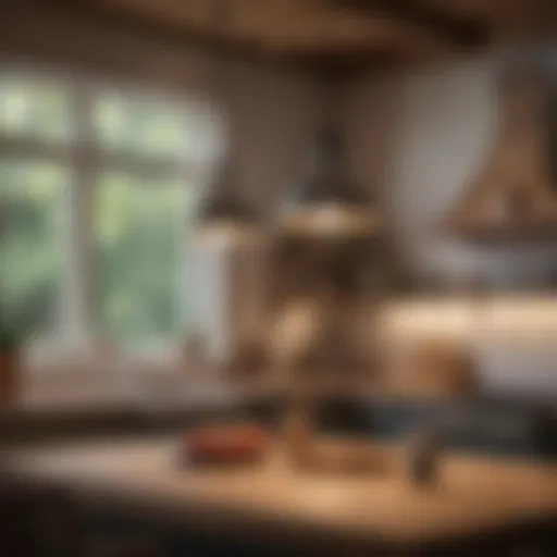 Elegant craftsman pendant lights illuminating a kitchen space