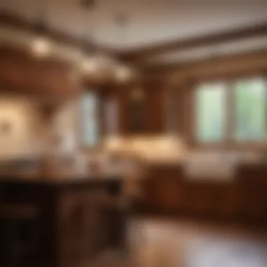 Warm-toned recessed lighting integrated into a craftsman-style kitchen