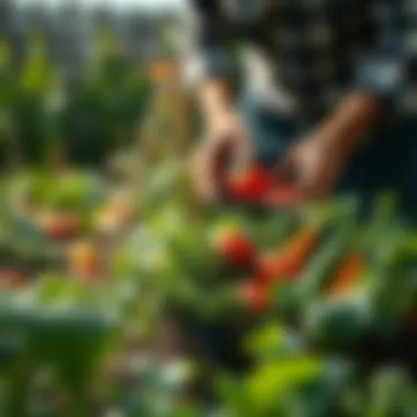 Harvesting Fresh Vegetables Harvesting fresh vegetables from a backyard garden