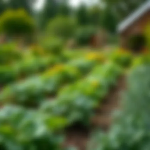 Overview of a lush backyard farm with diverse crops