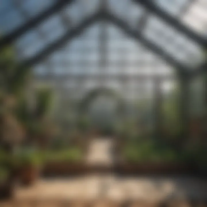 Various materials laid out for constructing a greenhouse