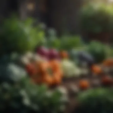 A variety of shade-tolerant vegetables arranged in a garden