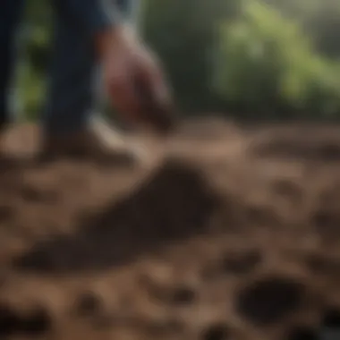 Close-up of healthy soil rich in organic matter for planting