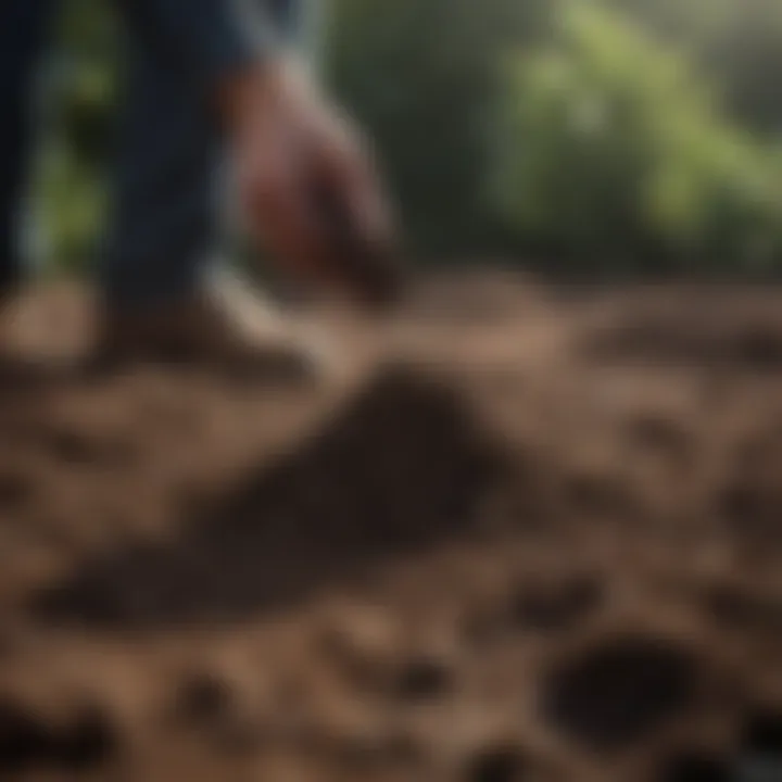 Close-up of healthy soil rich in organic matter for planting