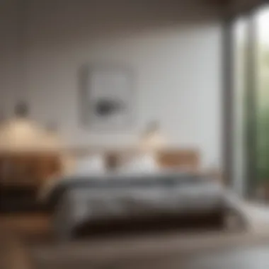 Cozy Minimalist Bedroom A cozy bedroom with a minimalist design showcasing affordable furnishings