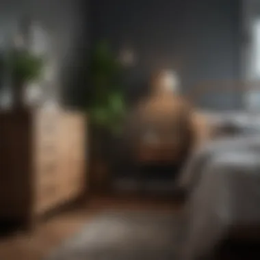 Stylish Bedroom with Upcycled Furniture A stylish bedroom featuring upcycled furniture, demonstrating creativity in design