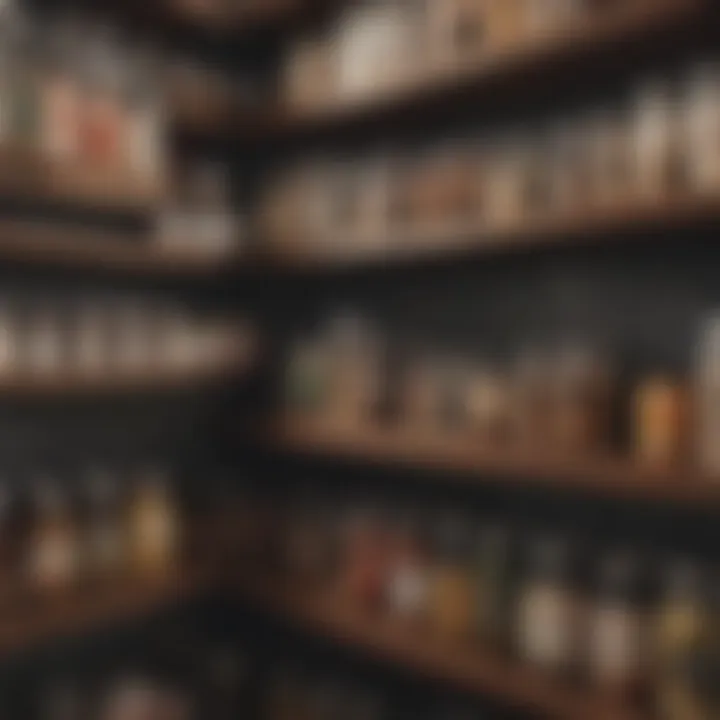 Close-up of categorized pantry items for easy access