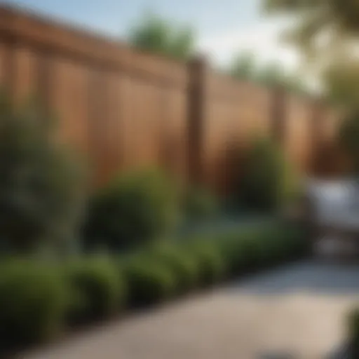 Elegant wooden privacy fence surrounding a cozy patio