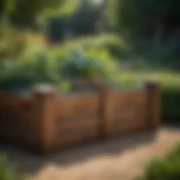 A beautifully constructed wooden raised bed in a serene garden setting
