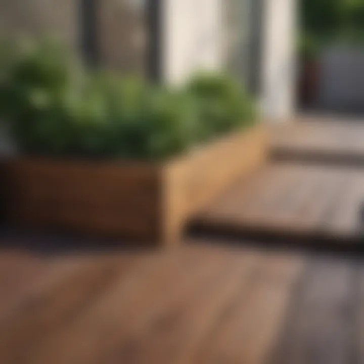 Charming wooden deck with integrated planter boxes