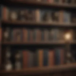 Elegant bookshelf styled with vintage books and decorative accents