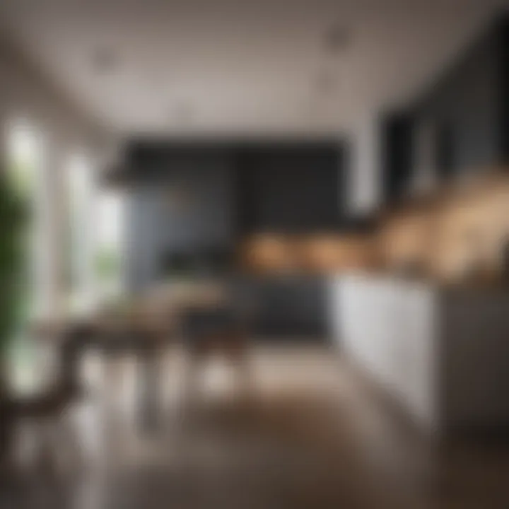 Functional kitchen layout featuring a peninsula with dining space