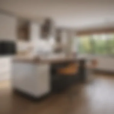 Stylish kitchen peninsula with integrated seating and storage solutions