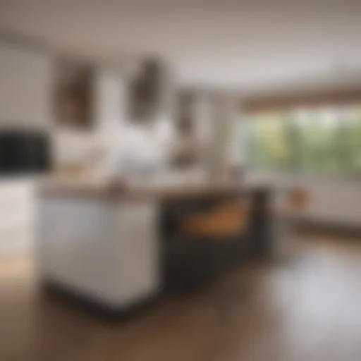 Stylish kitchen peninsula with integrated seating and storage solutions