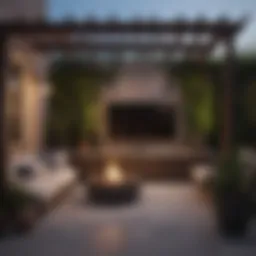 Stylish outdoor patio setup featuring a large television