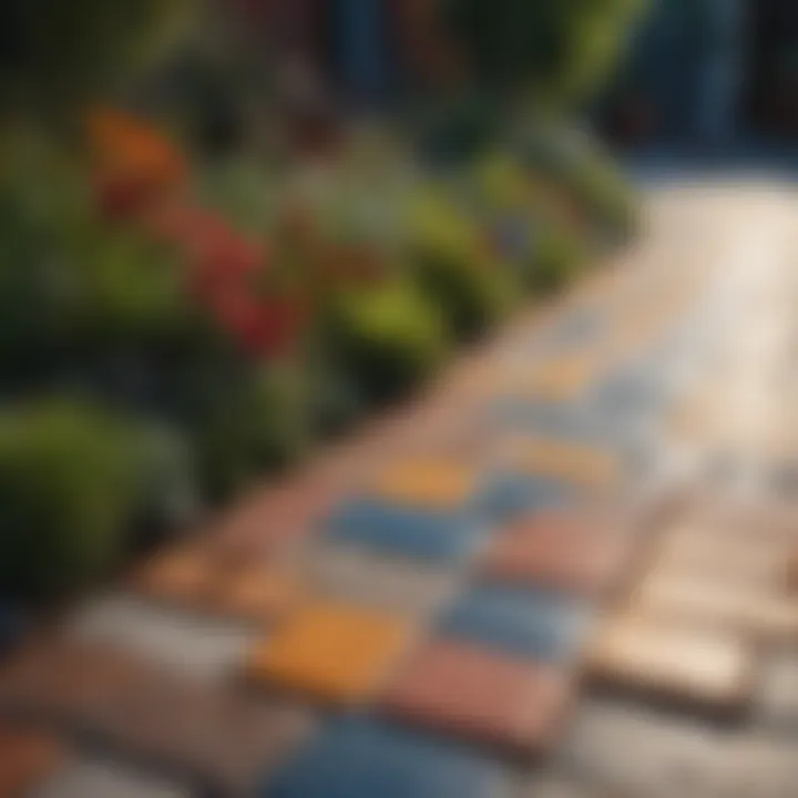 Colorful pavers forming a stylish garden walkway