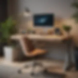 A modern ergonomic computer desk in a stylish home office setup