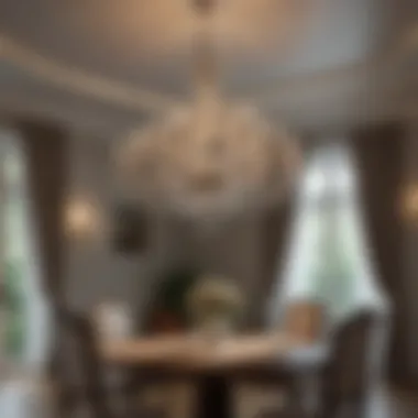 Room showcasing various chandelier heights and their impact on space