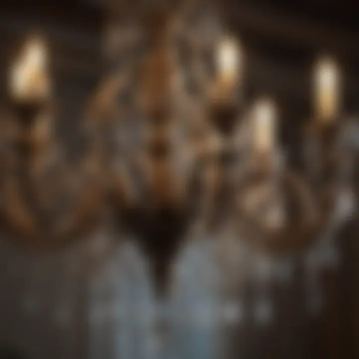 Close-up of a chandelier highlighting intricate design details