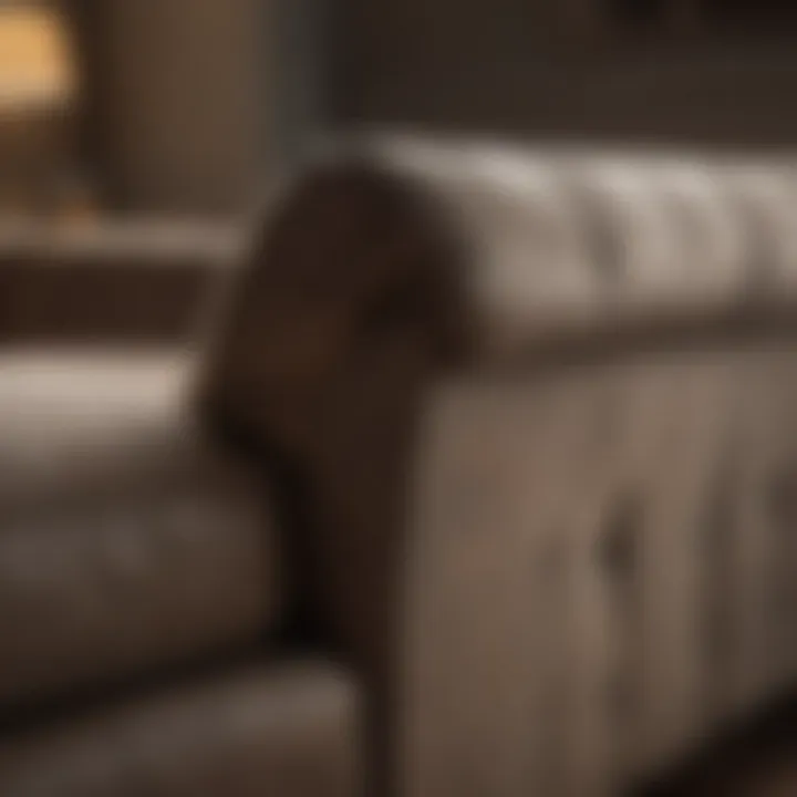 Detailed view of high-quality upholstery on a designer sofa