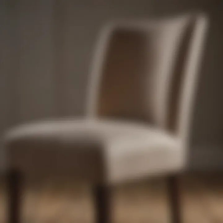 Close-up of stain-resistant fabric on a dining chair