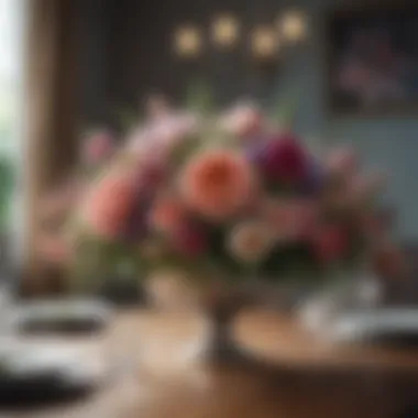 An Elegant Floral Arrangement for Dining Tables Elegant floral arrangement showcasing diverse blooms