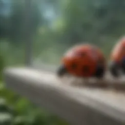 Close-up view of ladybugs on a window pane